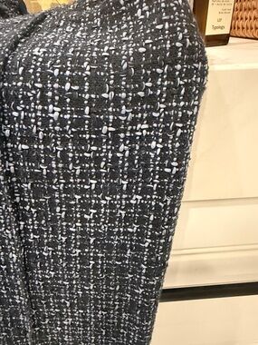 Auth CHANEL Black and White Tweed Wide Leg Pants with Logo Buttons